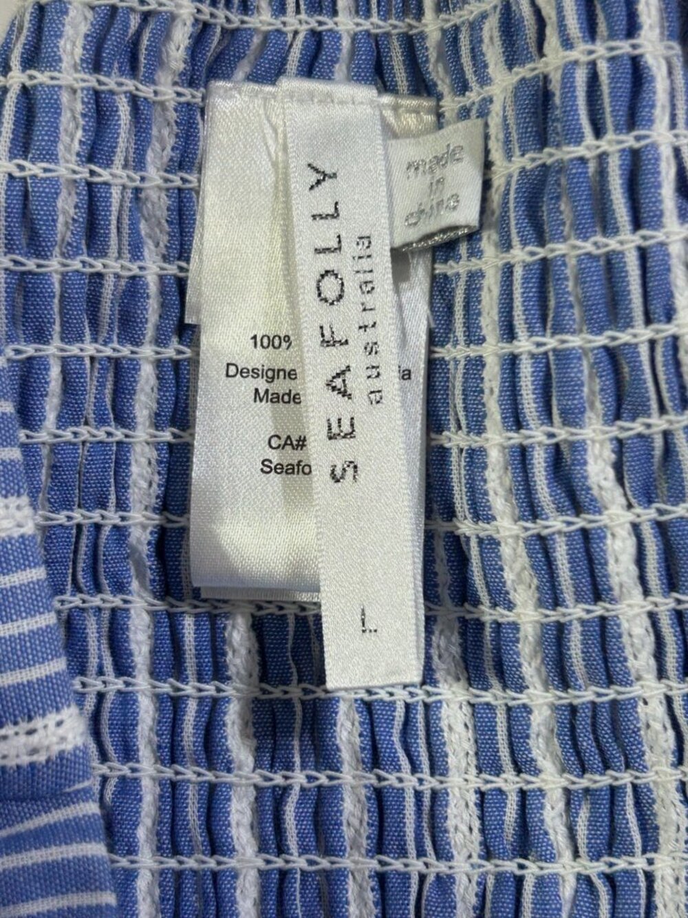 Anthropologie Seafolly Women's Blue White Striped Ruffle Sundress Size L 3302 - Picture 6 of 9